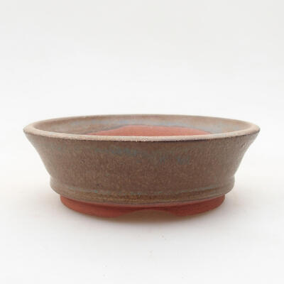 Ceramic bonsai bowl 9.5 x 9.5 x 3 cm, brown color - 1