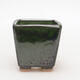 Ceramic bonsai bowl 5.5 x 5.5 x 6 cm, color metallic green - 1/3