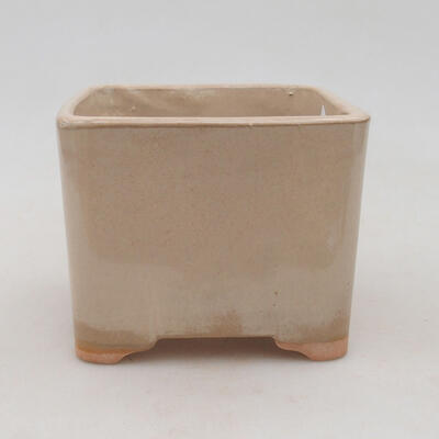 Ceramic bonsai bowl 10 x 10 x 8.5 cm, beige color - 1