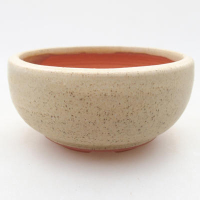 Ceramic bonsai bowl 10 x 10 x 5 cm, beige color - 1