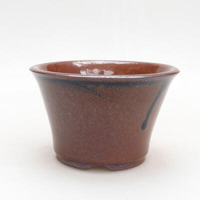 Ceramic bonsai bowl 10.5 x 10.5 x 6.5 cm, brown-black color - 1