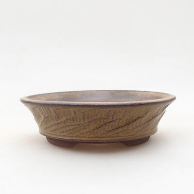 Ceramic bonsai bowl 11 x 11 x 3 cm, color brown - 1