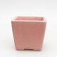 Ceramic bonsai bowl 7 x 7 x 7 cm, color pink - 1/3