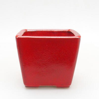Ceramic bonsai bowl 7 x 7 x 7 cm, color red - 1