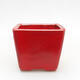Ceramic bonsai bowl 7 x 7 x 7 cm, color red - 1/3