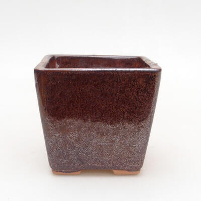 Ceramic bonsai bowl 7 x 7 x 7 cm, color brown - 1