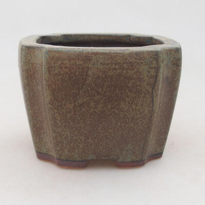 Ceramic bonsai bowl 11 x 11 x 7.5 cm, brown-blue color - 1