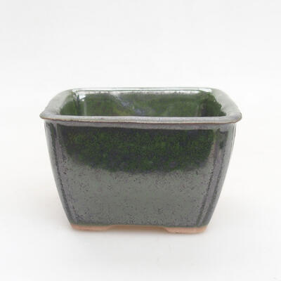 Ceramic bonsai bowl 8 x 8 x 5 cm, color metallic green - 1