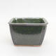 Ceramic bonsai bowl 8 x 8 x 5 cm, color metallic green - 1/3
