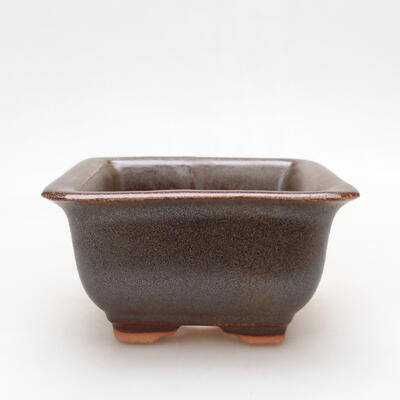 Ceramic bonsai bowl 10 x 10 x 6 cm, color brown - 1