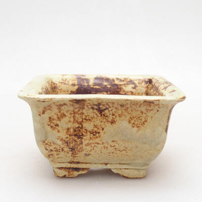 Ceramic bonsai bowl 10 x 10 x 6 cm, color yellow-brown - 1