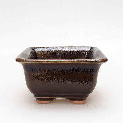 Ceramic bonsai bowl 10 x 10 x 6 cm, color yellow-black - 1