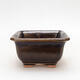 Ceramic bonsai bowl 10 x 10 x 6 cm, color yellow-black - 1/3