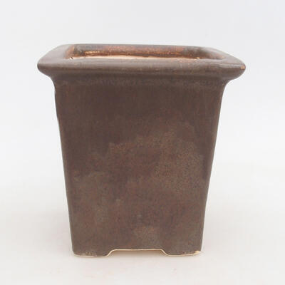 Ceramic bonsai bowl 14.5 x 14.5 x 15.5 cm, brown color - 1