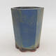 Ceramic bonsai bowl 13 x 11 x 17 cm, brown-blue color - 1/3