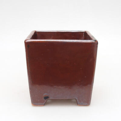 Ceramic bonsai bowl 8.5 x 8.5 x 8.5 cm, color brownish black - 1