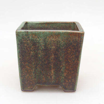 Ceramic bonsai bowl 8.5 x 8.5 x 8.5 cm, color green-brown - 1
