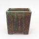 Ceramic bonsai bowl 8.5 x 8.5 x 8.5 cm, color green-brown - 1/3