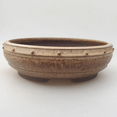 Ceramic bonsai bowl 24.5 x 24.5 x 7.5 cm, beige color - 1