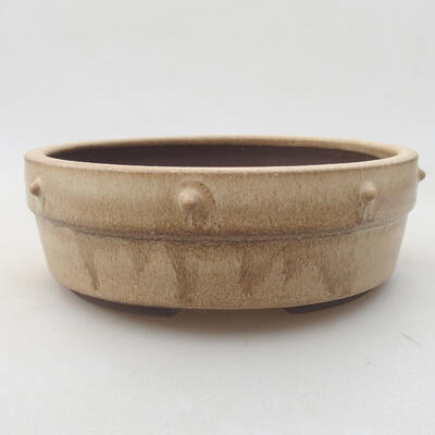 Ceramic bonsai bowl 16.5 x 16.5 x 5.5 cm, beige color - 1