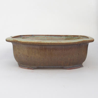 Ceramic bonsai bowl 30 x 25 x 5,9 cm, brown-green color - 2nd quality - 1