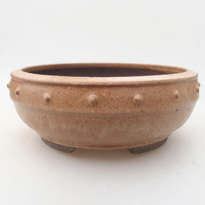Ceramic bonsai bowl 18 x 18 x 7 cm, beige color - 1