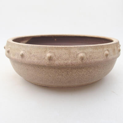 Ceramic bonsai bowl 17 x 17 x 6 cm, beige color - 1