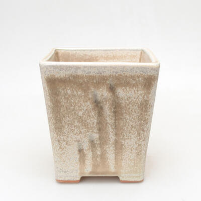 Ceramic bonsai bowl 10.5 x 10.5 x 12 cm, color beige - 1