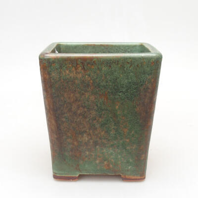 Ceramic bonsai bowl 10.5 x 10.5 x 12 cm, color green-brown - 1