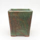 Ceramic bonsai bowl 10.5 x 10.5 x 12 cm, color green-brown - 1/3