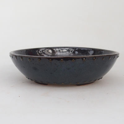 Ceramic bonsai bowl 18 x 18 x 5 cm, black-blue color - 2nd quality - 1