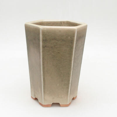 Ceramic bonsai bowl 12.5 x 11.5 x 16.5 cm, color beige - 1