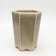 Ceramic bonsai bowl 12.5 x 11.5 x 16.5 cm, color beige - 1/3