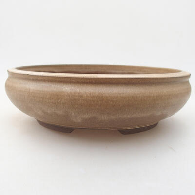 Ceramic bonsai bowl 19.5 x 19.5 x 5.5 cm, beige color - 1