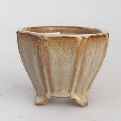 Ceramic bonsai bowl 7 x 7 x 5,5 cm, brown-beige color - 2nd quality - 1