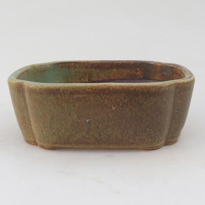 Ceramic bonsai bowl 12.5 x 9.5 x 4.5 cm, brown-green color - 2nd quality - 1