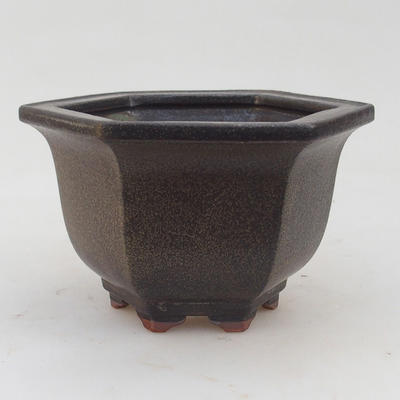 Ceramic bonsai bowl 13 x 11,5 x 8 cm, brown-blue color - 2nd quality - 1
