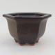 Ceramic bonsai bowl 13 x 11,5 x 8 cm, brown-blue color - 2nd quality - 1/4