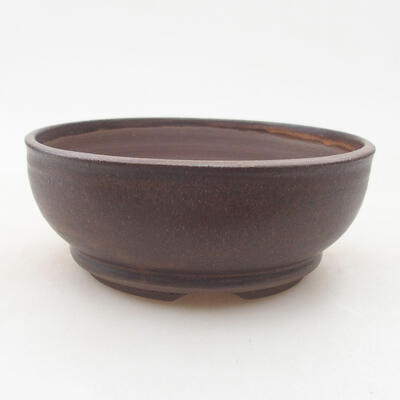 Ceramic bonsai bowl 14 x 14 x 5.5 cm, brown color - 1