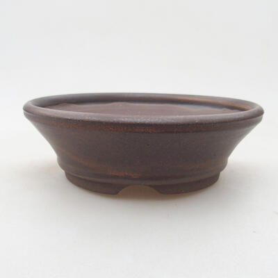Ceramic bonsai bowl 14.5 x 14.5 x 4.5 cm, brown color - 1
