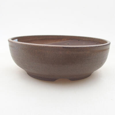 Ceramic bonsai bowl 14.5 x 14.5 x 5 cm, brown color - 1