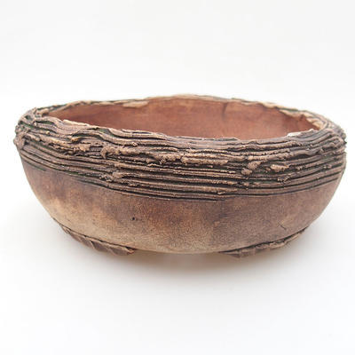 Ceramic bonsai bowl 17 x 17 x 6,5 cm, green-brown color - 1