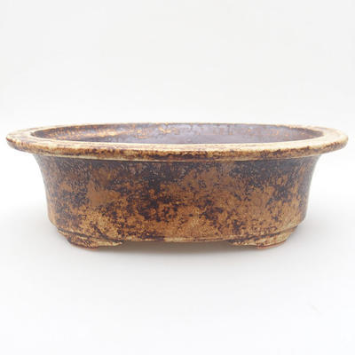 Ceramic bonsai bowl 21 x 17 x 6 cm, yellow-brown color - 1