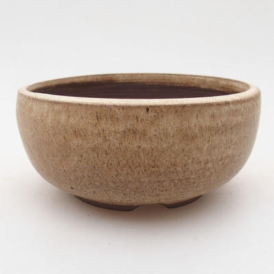 Ceramic bonsai bowl 10.5 x 10.5 x 5 cm, beige color - 1