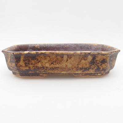Ceramic bonsai bowl 18 x 15 x 4 cm, yellow-brown color - 1