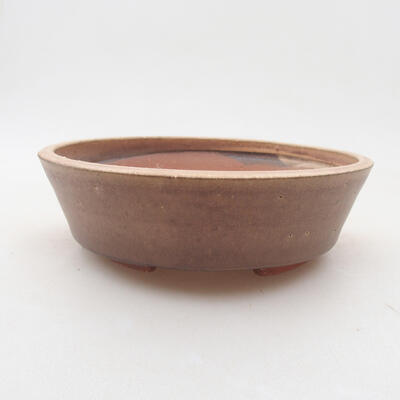 Ceramic bonsai bowl 13.5 x 13.5 x 4.5 cm, brown color - 1