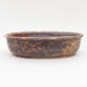 Ceramic bonsai bowl 19 x 14,5 x 5 cm, brown-yellow color - 1/3