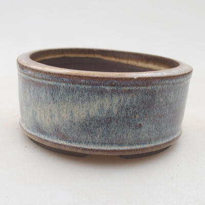 Ceramic bonsai bowl 9 x 9 x 4 cm, brown-blue color - 1