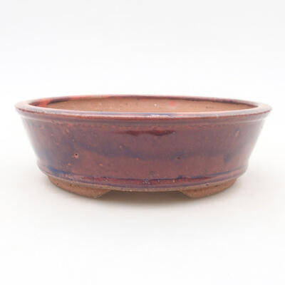 Ceramic bonsai bowl 14 x 14 x 4 cm, burgundy color - 1