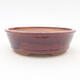 Ceramic bonsai bowl 14 x 14 x 4 cm, burgundy color - 1/3